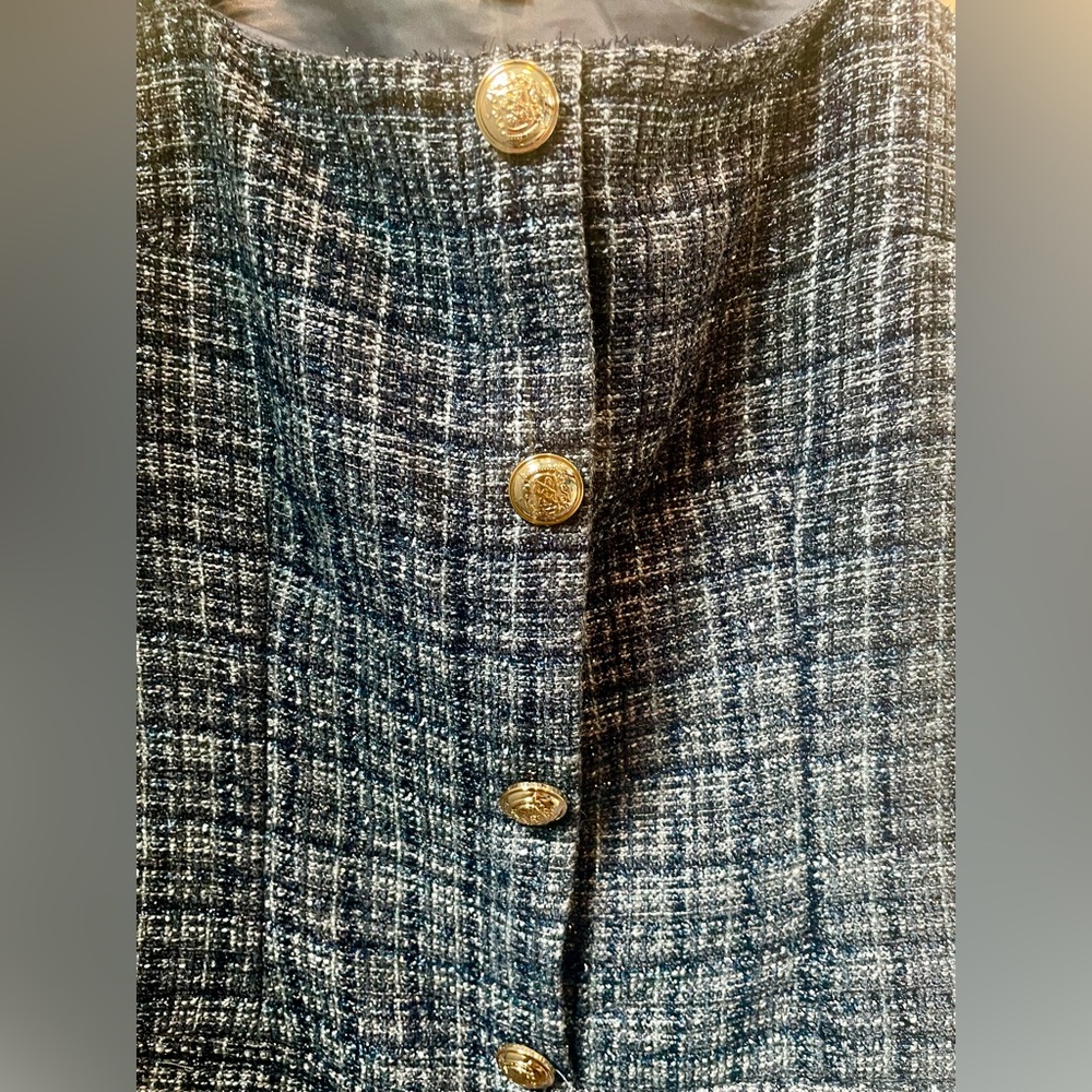 Cute Trixxi Navy Blue Tweed Button-Front Dress - Picture 5 of 8